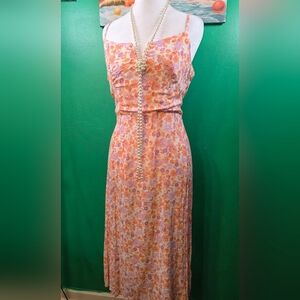 TRIXXI Floral Maxi Sundress | Peach & Lavender | Size XL